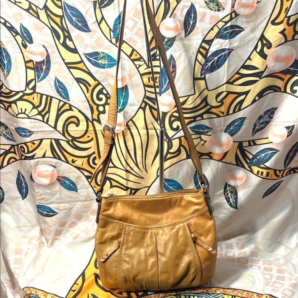 Tignanello Camel Leather Crossbody Bag - EUC
